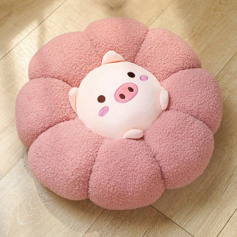 Teddy Plush Animal Pumpkin Seat Cushion With Embroidered Design For Living Room And Bedroom Comfort