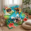 Pug Paradise Floral Theme Blanket Lightweight Warm Flannel Blanket Decorative Throw Blanket for Home Decoration