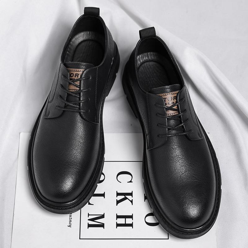 Leren Schoenen Heren Lente Britse Stijl Toolingschoenen Martin Boots Dress Casual Grote Neus Platform Heren Leren Schoenen