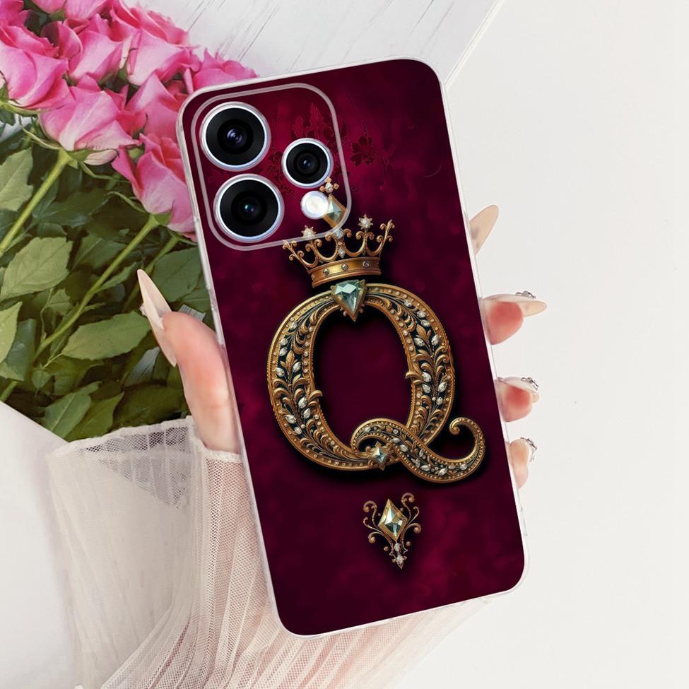 Clear Case For Oppo Reno15 5G Cover Luxury A-Z Letters Fashion Boys Girls Cool Crown Soft Casing For Oppo Reno15 CPH2825