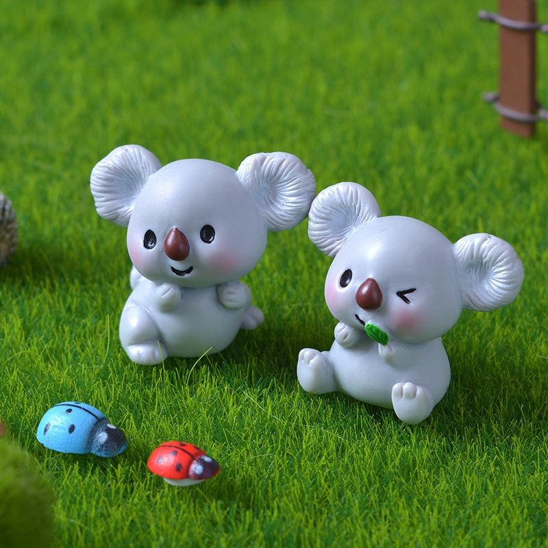 Cartoon 4Pcs Cute Koala Micro Landscape Gardening Pottery Small Ornament Cute Mini Koala Diy Accessories For Kids Adults Children's Birthday Gift