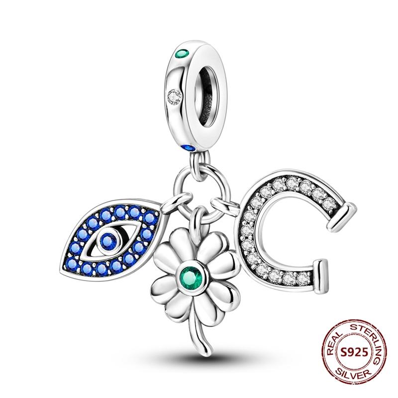 Duivelsogen Bedel 925 koper Originele Hand van Fatima Blauwe Zirkonia Kruis Blauwe Ogen Bedels Past Armband DIY Maken Zirkonia Cadeau