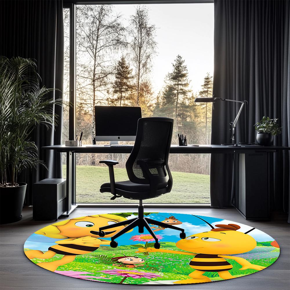 Maya de Bij Bedrukte Ronde Vloerkleed Tapijt Stoelkleed Vloerkleed Entree Deurmatten, voor Kantoorstoel Woonkamer Slaapkamer Keuken.