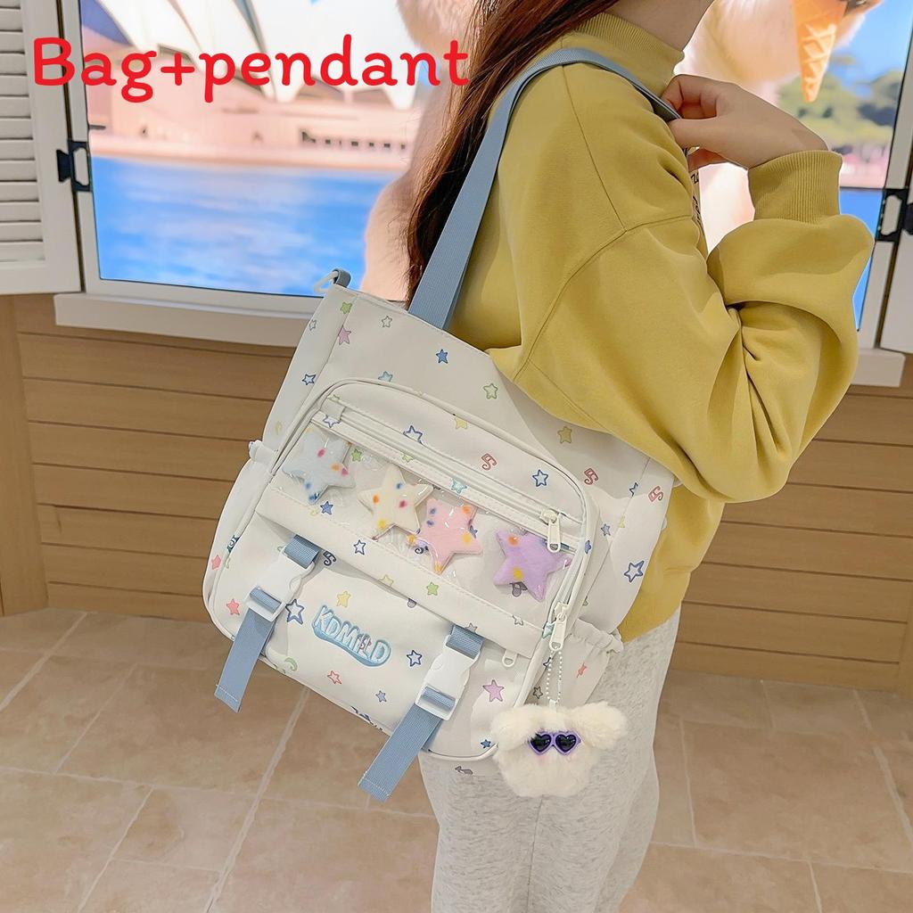 Girls Candy Color Contrast Large Capacity Nylon Backpack With Water Resistant Features For School Use