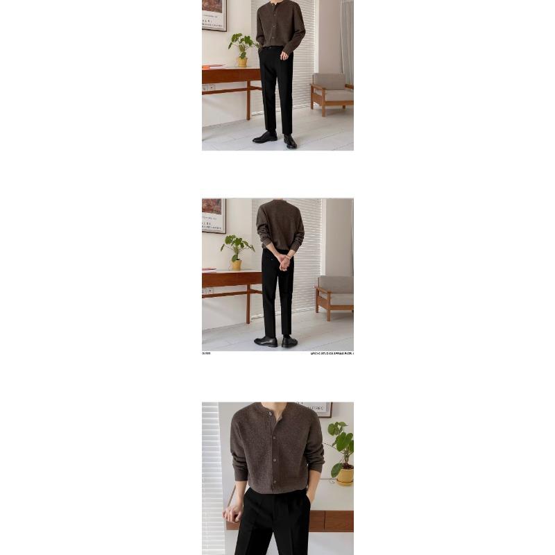 Men Solid Open Front Long Sleeve Knit Cardigan Casual Loose Sweater