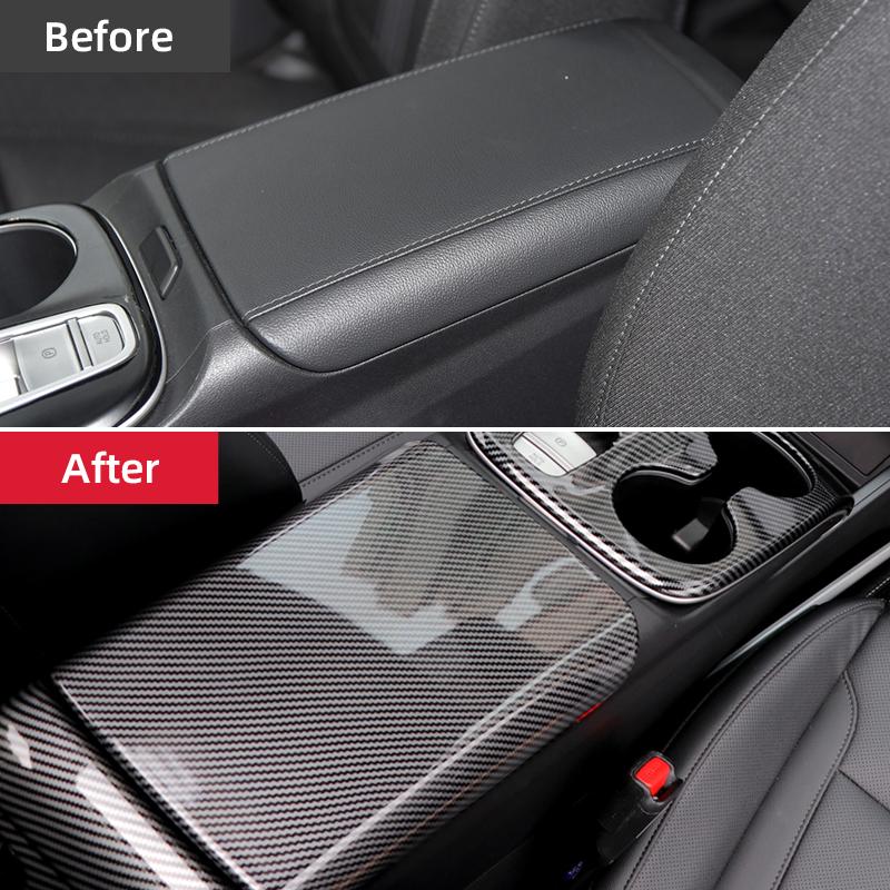 For Hyundai Tucson NX4  2022 2023 ABS Carbon Fiber Car Central Armrest Box Cover Case Trim Stickers Decoration