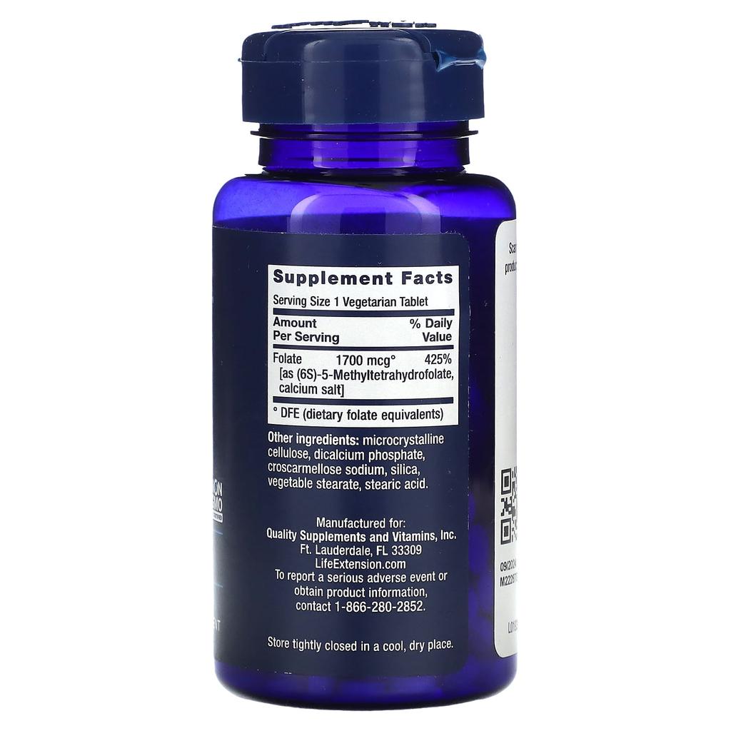 Life Extension Optimized Folic Acid, 1,700 Mcg DFE, 100 Veggie Capsules