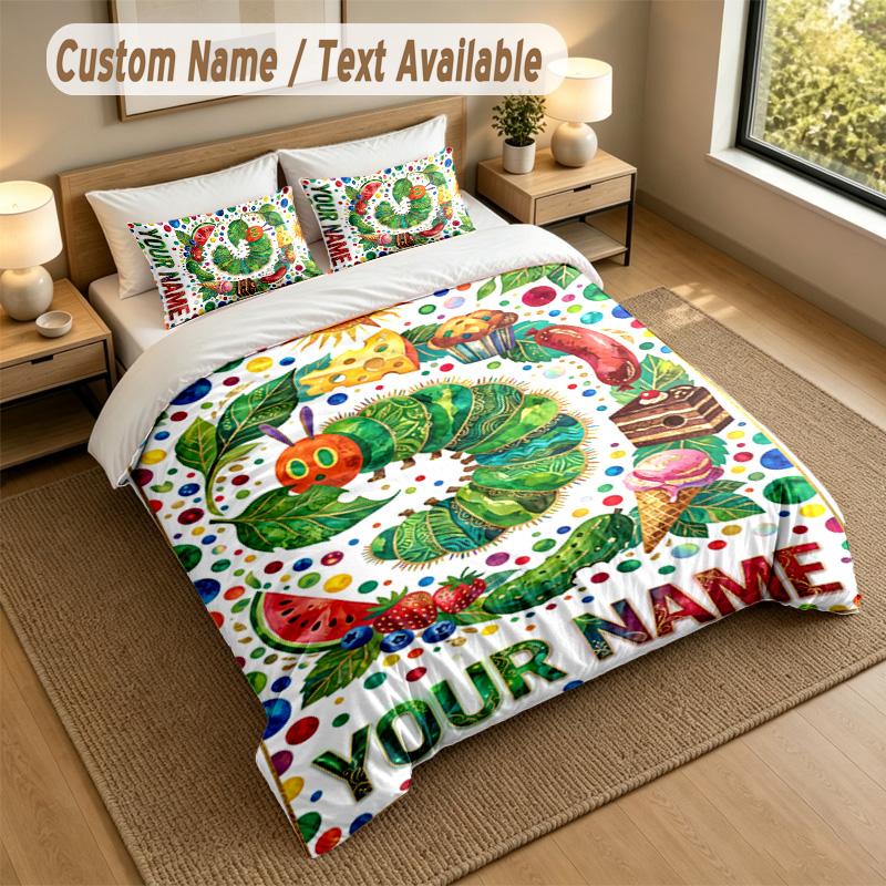 Adventure Journey Theme Personalized 3Pcs Bedding Set Custom Text & Name 1 Sheet 2 Pillowcases Household Bedding 1pc
