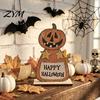 Creative Office Desk Ornaments Cute Halloween Black Cat Pumpkin Skull Decor, Vintage Boo Wooden Weather Resistant Garden Decor Signs, Tabletop