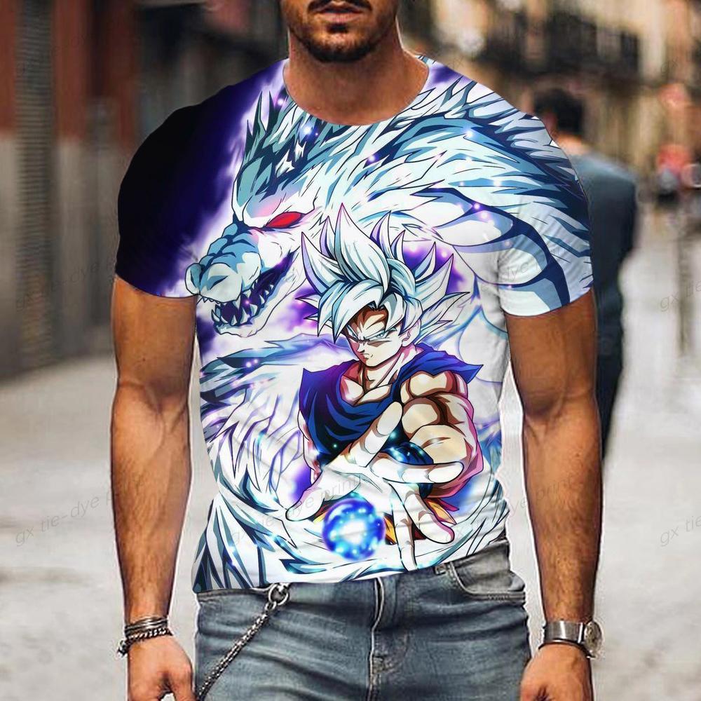 Dragon Ball Z Baby Suit Son Goku dětské letní pánské tričko anime kreslený tisk bílo-černý top pro chlapce a dívky