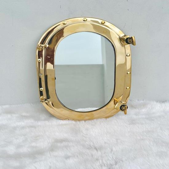 Brass Oval Porthole Brass Ship Mirror, Nautical Window Wall Mirror, Maritime Bathroom Mirror Home Decor, Gift