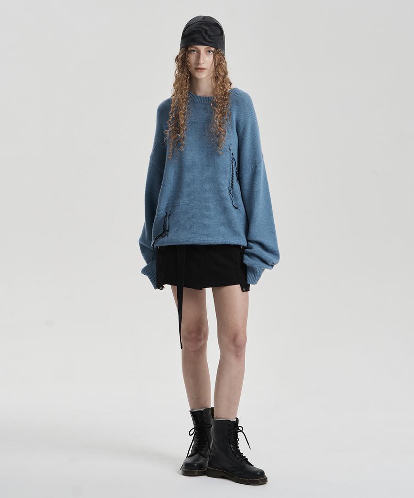 Jenyujeu Damaged Knit - Blue