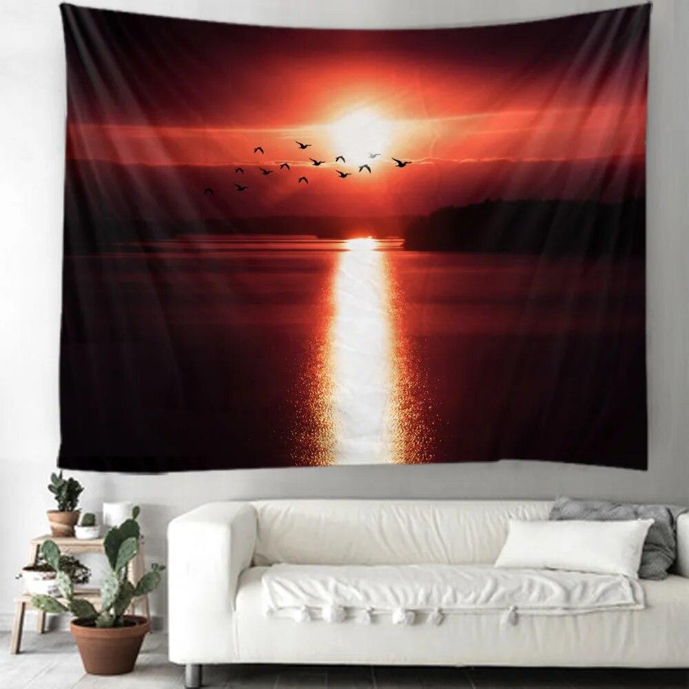Starry Sky Tapestry Decoration Moon Night Landscape Printing Wall Hanging Living Room Bedroom Art Decoration Blanket