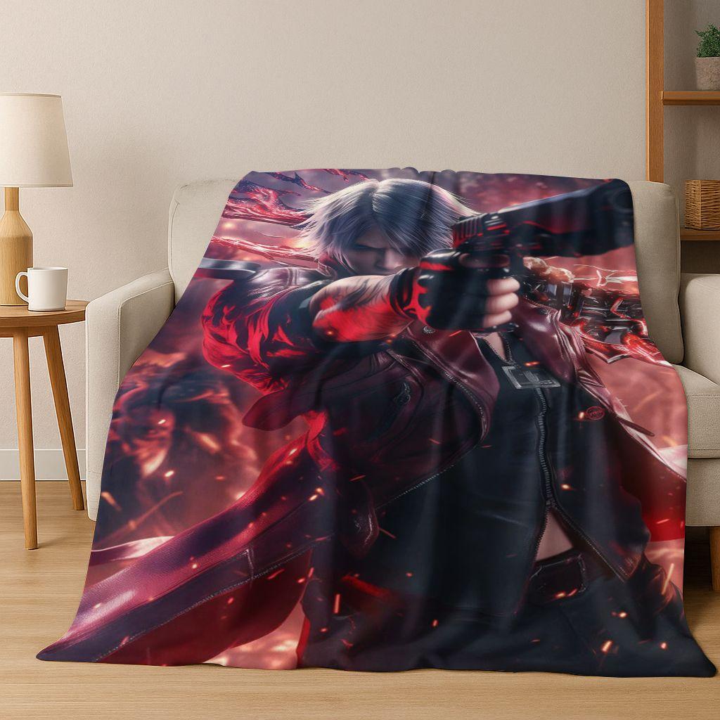 3D D-Devil May Cry DMC Žaidimai Vergil Dante Flanelinis pledas, Šiltas ir jaukus minkštas pledas namams, miegamajam, lovai, sofai, vaiko dovana