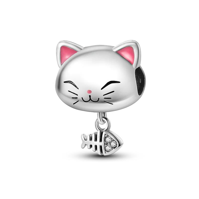 925 Sterlingového Stříbra Série Zvířat Korálky Přívěsky Pes Kočka Domácí mazlíčci Pasují na Originální Náramek DIY Krásné Přívěsky pro Ženy Šperky