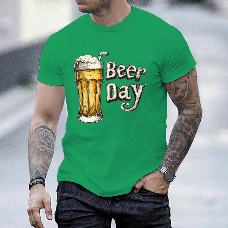Unisex Short Sleeve Tshirt Vintage Beer Day Glass Print Crew Neck Tees Soft Summer Tops Drink Enthusiast Graphic Daily Shirts