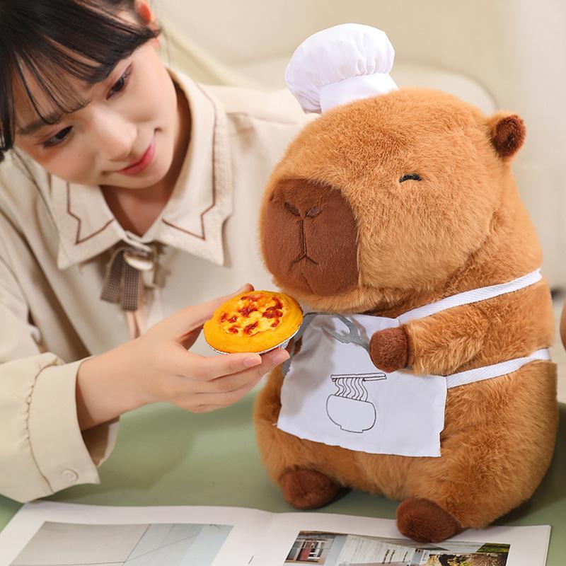 Bambola Cappello da Chef Serie Bambole Capibara Peluche Cuscino per Bambini Regalo per Ragazze