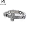 Christian Big Cross Charm Bracelets Men 20cm Stainless Steel Mysterious Symbol Bangle Prayer Amulet Jewelry 2020