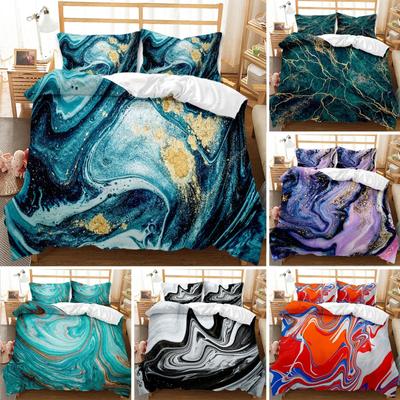 Set copripiumino in marmo, set di biancheria da letto in marmo con trama astratta blu e oro, biancheria da letto per bambini, matrimoniale, matrimoniale, king size, copripiumino in poliestere