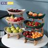 Table Plates Dinnerware Kitchen Fruit Bowl with Floors Partitioned Candy Cake Trays Wooden Tableware Dishes