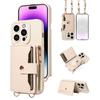 Faux Leather Phone Case for IPhone16promax15 14 13 12 11Plus Mini 7 8plus XSMAX XR Crossbody Anti-drop with Mirror Wallet Cover