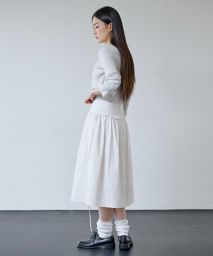 Awi Voluminous Shirred Skirt_White