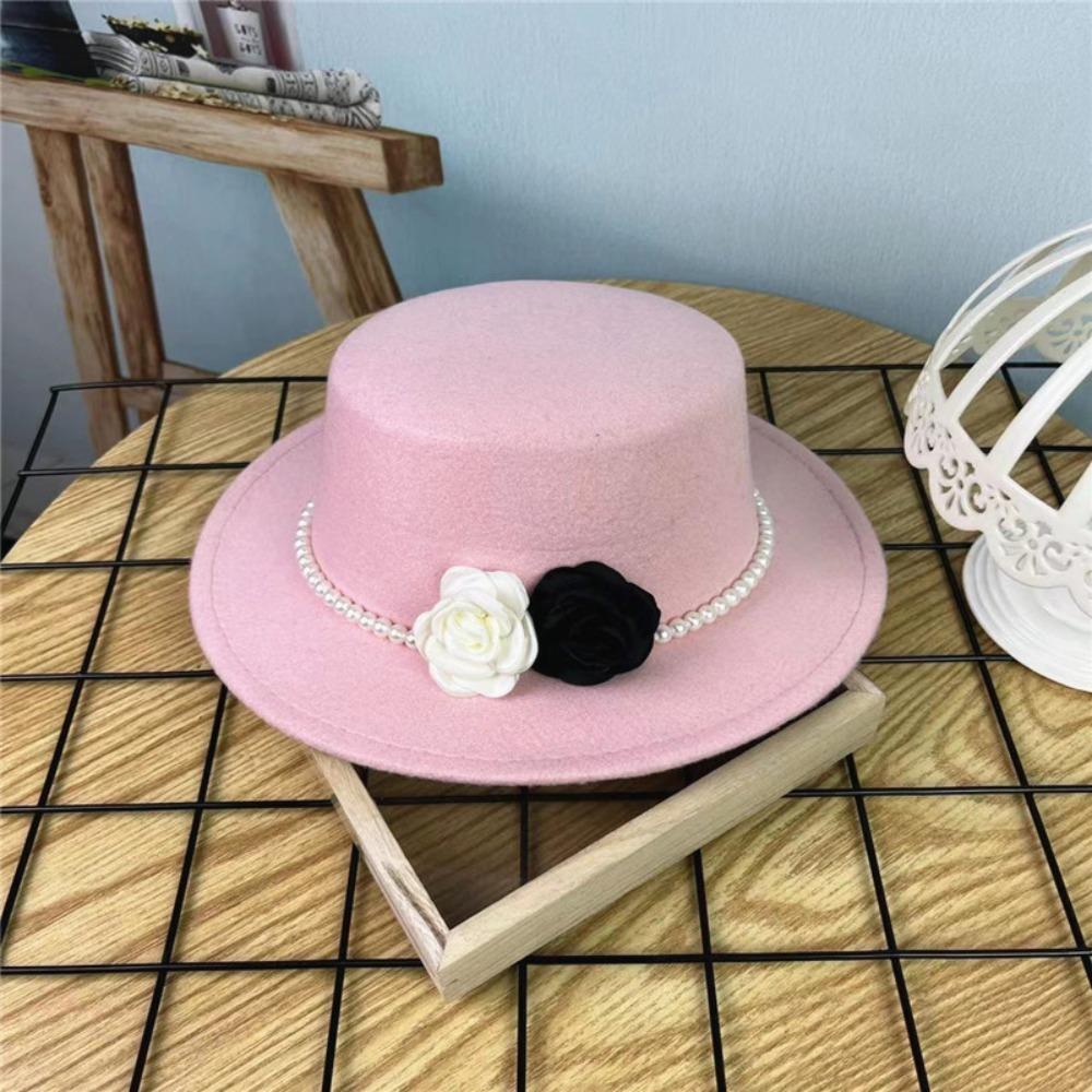 10CM Wide Brim Flat Top Felt Hat French Hepburn Style Panama Trilby Cap New Jazz Hats Gift