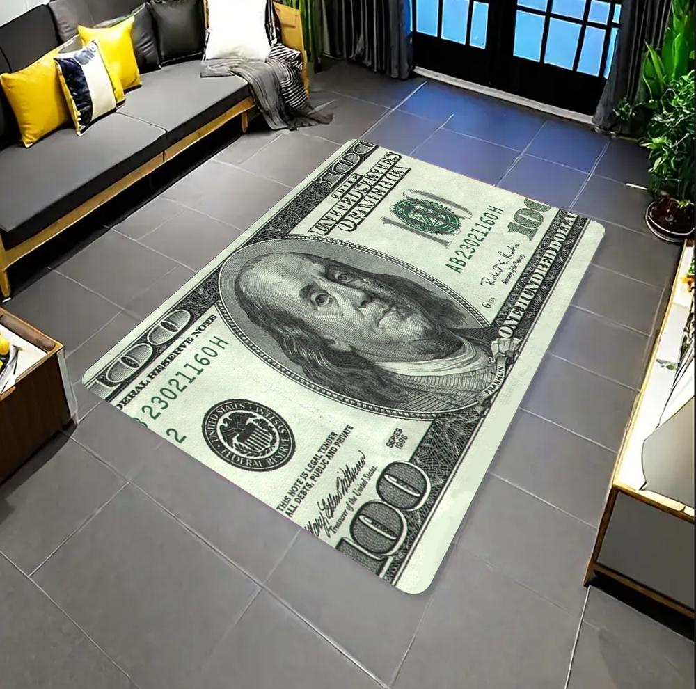 Covor Mat Covoraș Colorat Creativ cu Imprimeu Bani Dolari Zonă Mare Dormitor Intrare Antiderapant Rezistent la Pete Decorațiune Casă