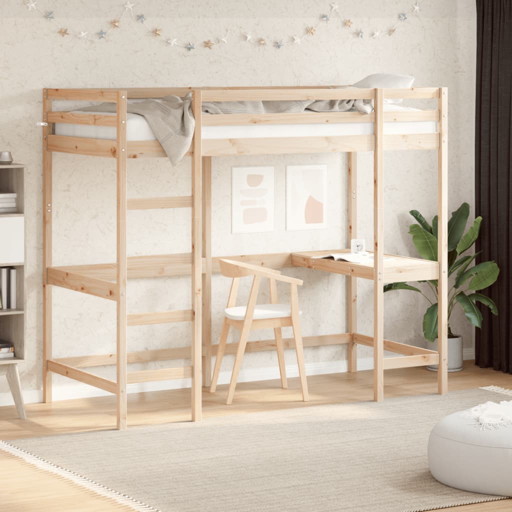 Vidaxl Loft Bed, With Desk, 100X200 Cm, Solid Pine Wood