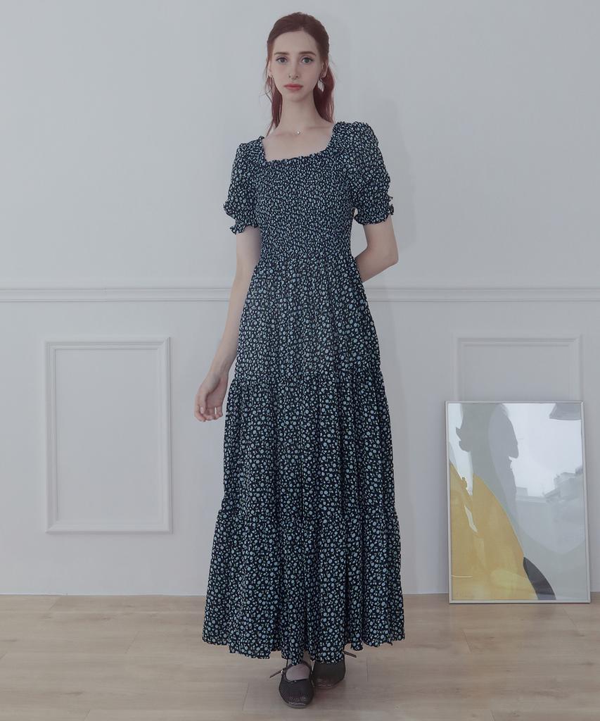 Keulleiseu Flower Smoking Long Dress_Blue