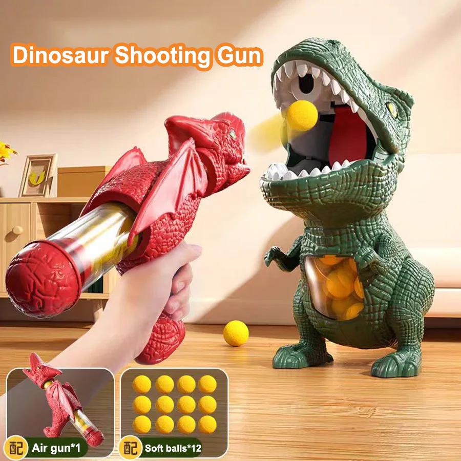 Jeu de tir amusant Dinosaure Tyrannosaure Balle Pistolet à balles souples Ensemble de jouets Interactif parent-enfant Pistolet à balles souples à air Jouet Cadeau