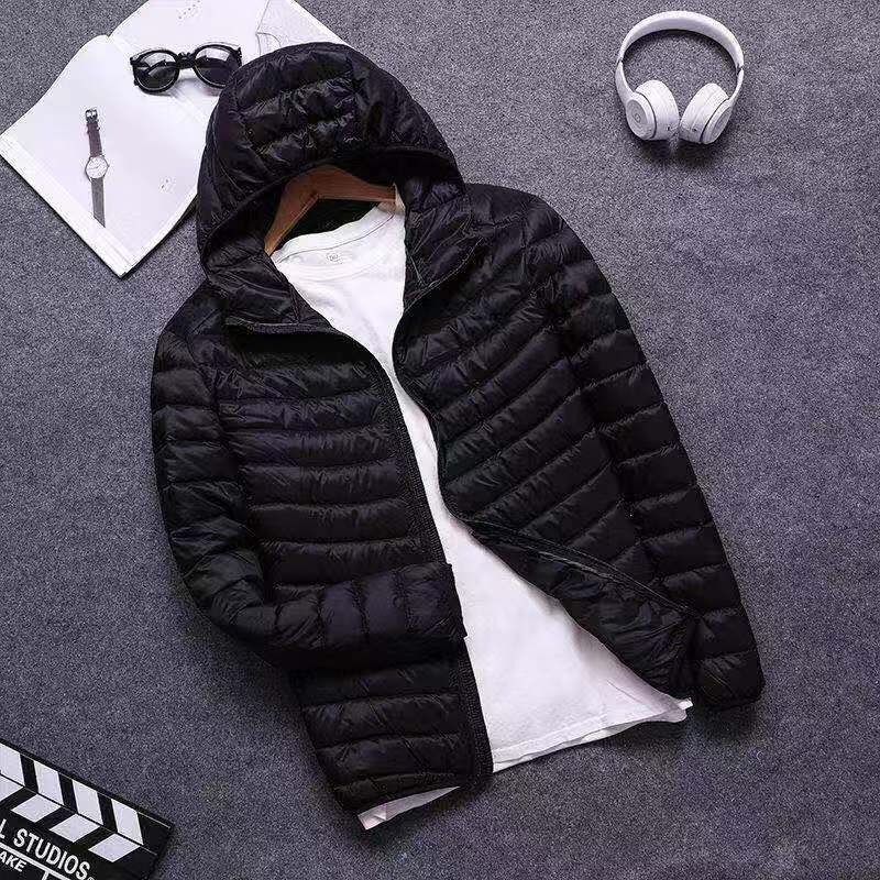 Down Mens Lightweight Cottonpadded Jacket Cottonpadded Jacket Winter Slimfit Hooded Solid Color Warm Jacket Men