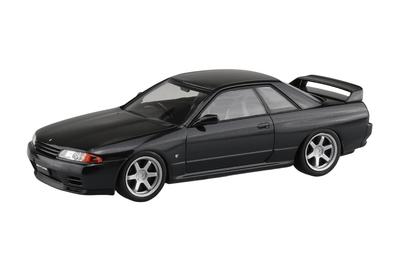 Aoshima Bunka Kyozai Rakupla Snap Kit Nissan R32 Skyline Custom Wheels Pearl Scale Plastic Model Kit (AOSHIMA) No. 14CU-BP GT-R (Black Metallic) 1/32