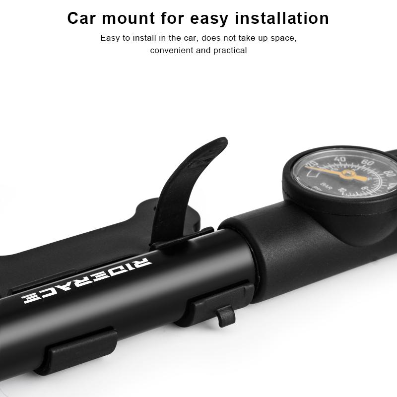 Portable Bicycle Pump with Gauge Aluminum Alloy Hand Tire Air Inflator Bike Car Scooter Schrader Presta Valve AV FV