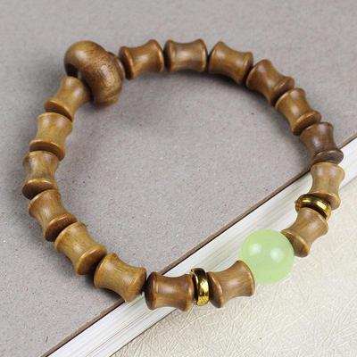 Argentine Green Sandalwood Bamboo Ring Bracelet - Buddhist Beads for Couples