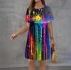 Fashion 3D Print Summer Dress Loose Casual Short Sleeve O-Neck Mini Dress