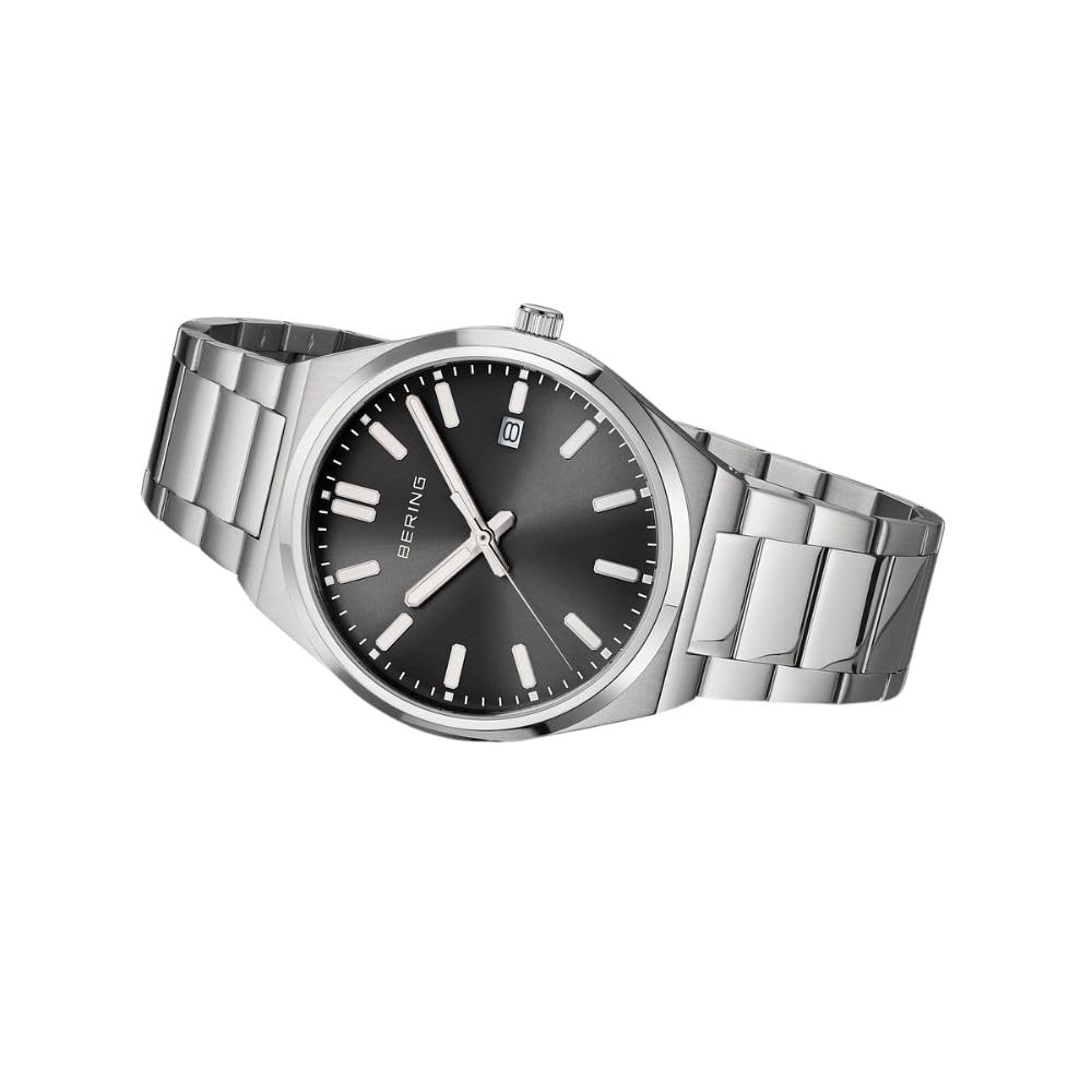 BERING 17639-702 Classic Link Black & Silver Sapphire Crystal Slim Scandinavian Design Men's Unisex Watch 5 ATM