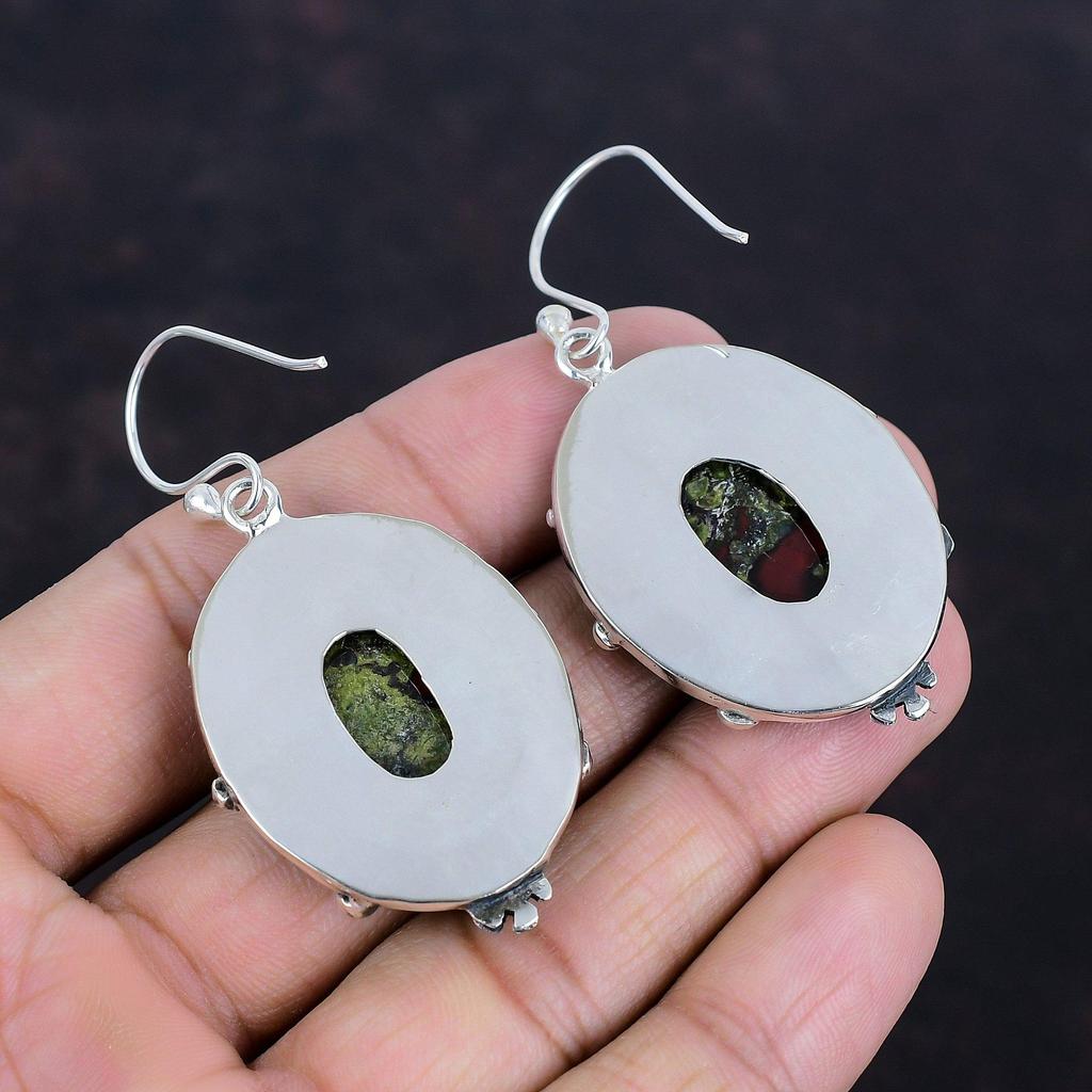 Drachenblutstein-Ohrring, Naturstein-Ohrring, Geburtsstein-Schmuck, 925er Sterlingsilber-Ohrring, handgefertigter Ohrring, antike Ohrringe, Geschenkidee