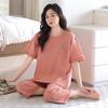 Pajamas Women's 1011 New Summer Cotton Short-sleeved Cropped Pants Women's Summer Cotton Loungewear Set Summer