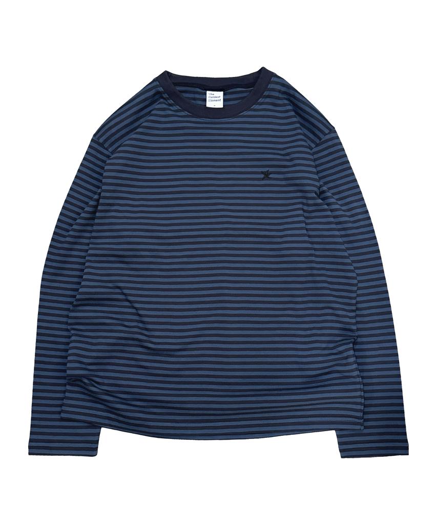 THE COLDEST MOMENT Tcm Mini Logo Stripe Long Sleeve (Blue/Navy)