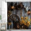 Rideau de douche Western Cowboy Porte de grange rustique Ranch du Sud-Ouest Bottes de cowboy Thème floral rustique du Sud-Ouest Salle de bain