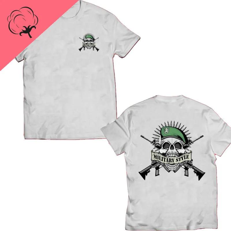 Til Valhalla Cotton T-Shirt American Beard Warrior Tactical Skull Unisex T Shirt Short Sleeve O-Neck T-shirt Casual Men’s Top