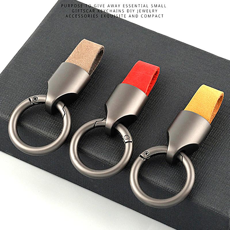 1PC Frosted Creativity Cowhide Metal Ring Gift Ring Key Rings Car Pendant Outdoor Keychain Solid Color