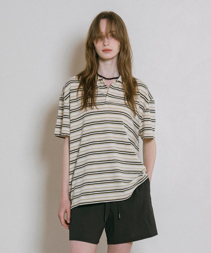 Banwonateullie A3522 Multi-Stripe Pique T-Shirt_Yellow