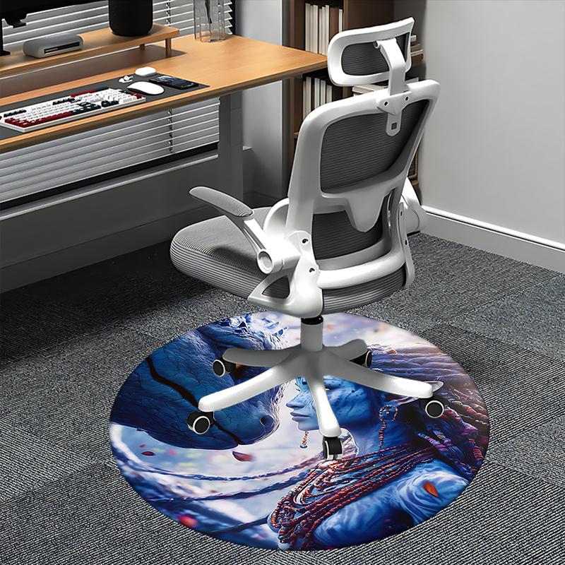 Avatar-Inspired Blue Na'vi Chair Mat - Round Carpet for Home Decor, Office Use, and Gifts0258b