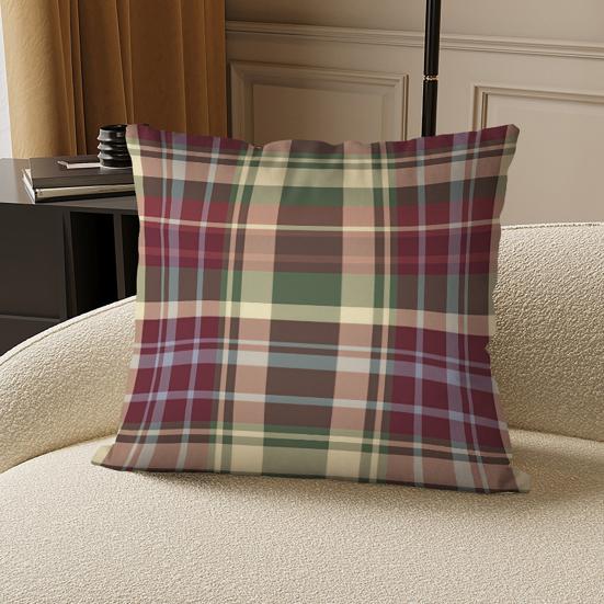 Housse de Coussin Motif Écossais Coloré Housse de Coussin 18x18 Pouces Housse de Coussin à Carreaux pour Chambre Canapé Salon Bureau