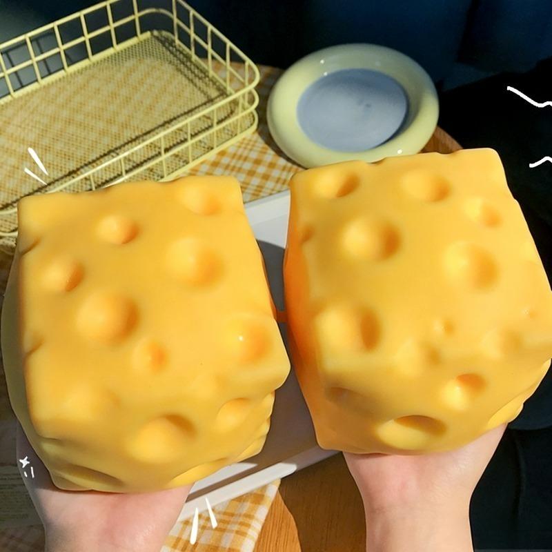 Giant Cheese Squeeze Toy Extra Large Size Cheese Squishy Fidget Toys Slow Rebound Shapeable Venting Ball For Adults Gifts