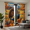 2pcs Set HD Harvest Festival Garden Pumpkin Maple Flower Peacock Decorative Curtain Yellow Tie Digital Printed Curtain Home D