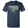 USA Flag Statehood Nebraska 1867 - America Founding State Pride T Shirt - Navy