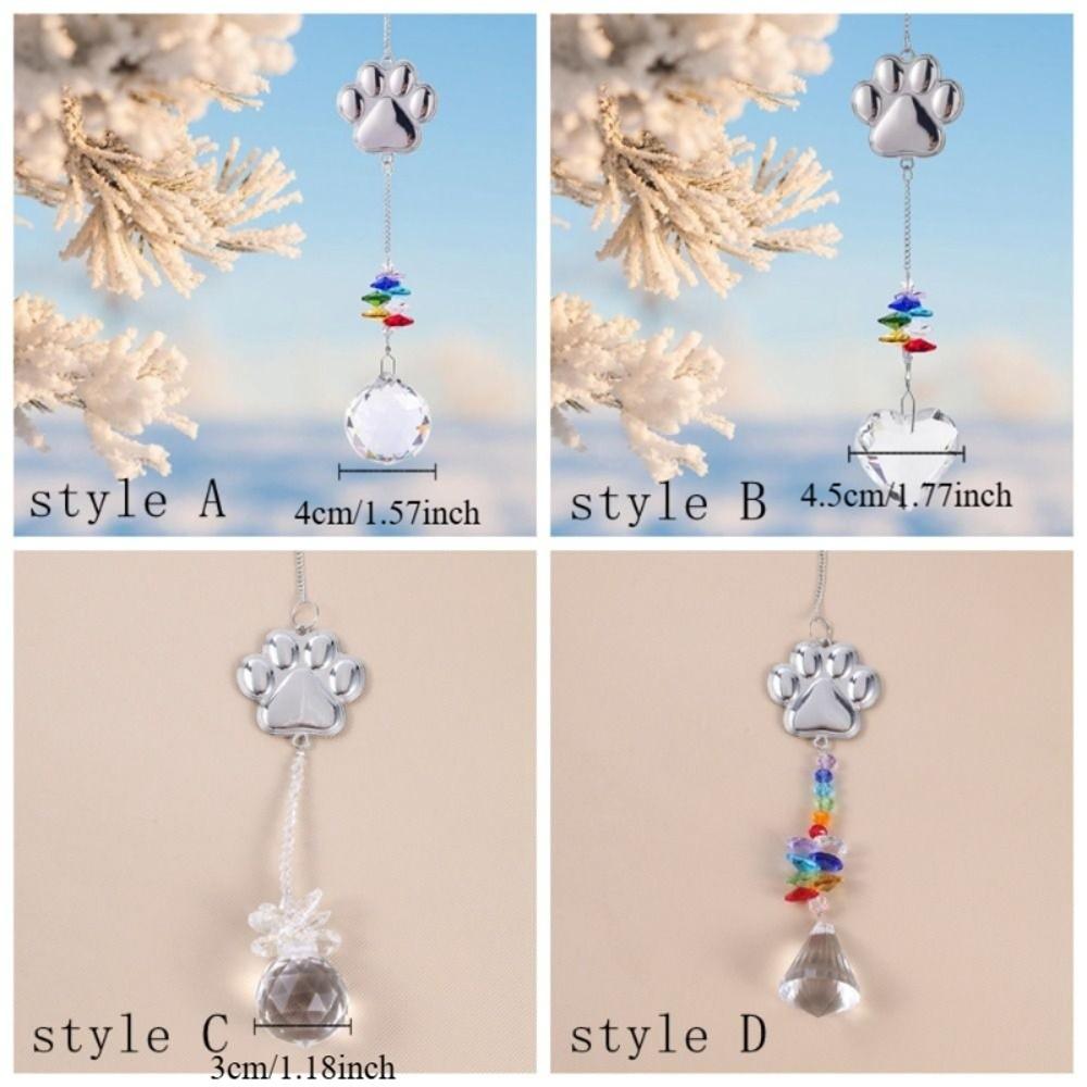 Hanging Dog Paws Print Pendant Exquisite Handmade Crystal Window Decoration Transparent Heart Shaped Pendant Garden
